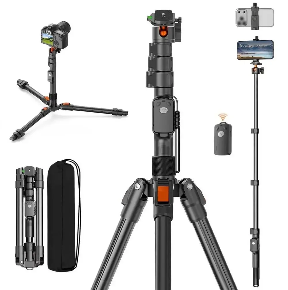 XXZU 191cm Camera Tripod, Phone Tripod with Remote Control, Aluminum Stand for C